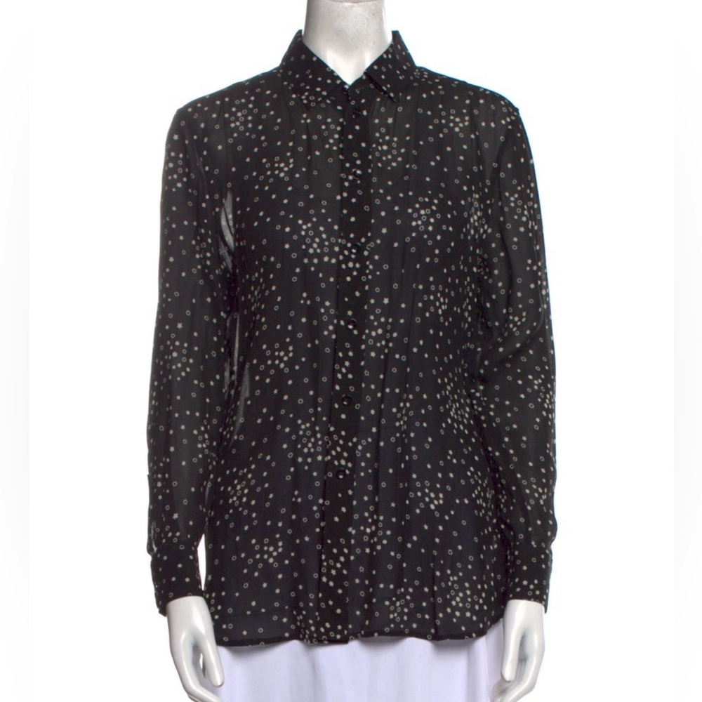 Sheer black star print Saint Laurent button down shirt medium